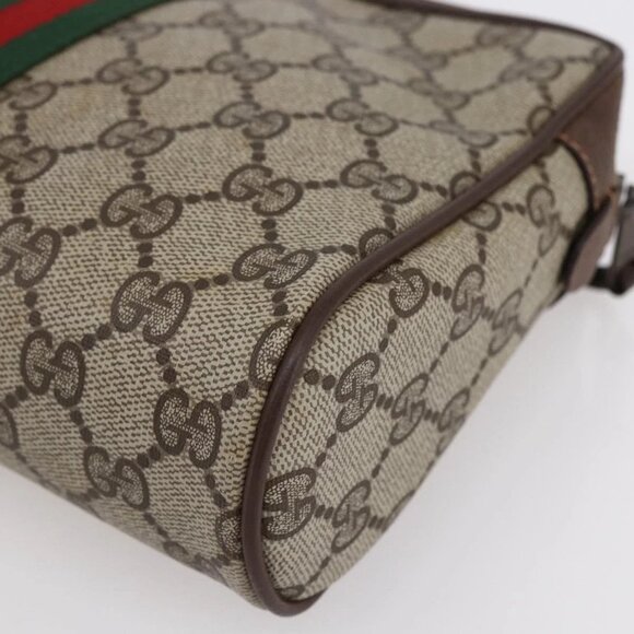 GUCCI GG Supreme Web Sherry Line Clutch Bag PVC Beige 156 01 012 Auth 149955 - Picture 4 of 16